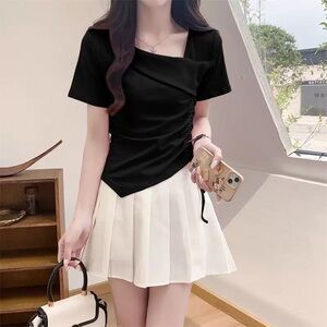 Elegant Black Ruched Blouse